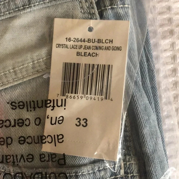 Jordache Vintage Crystal Lace Up Jeans - Picture 9 of 11